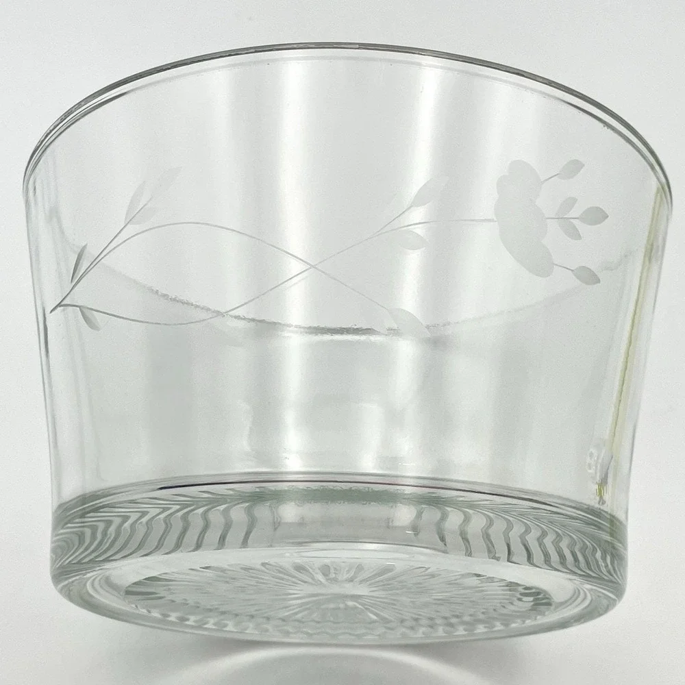 Vintage 1960s‎ Princess House Heritage Floral Clear Glass Bowl Ice Bucket 7